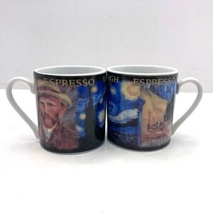 2 Gogh Gear Espresso Coffee‎ Cups Shot "Van Gogh Vodka" 3 Oz Mini Starry Night